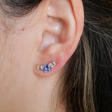 Gold Diamond Blue Sapphire Climber Earring