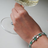 Gold Diamond Emerald Baguette Illusion Tennis Bracelet