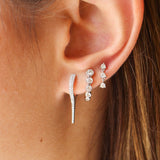 Gold Diamond Hoop Solid Double Line Spike Earring