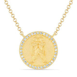 Gold Round Diamond Zodiac Necklace