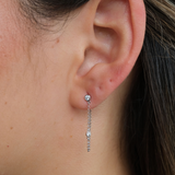 Gold Diamond Bezel Chain Loop Earring