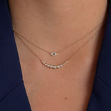 Gold Diamond & Sapphire Mini Evil Eye Necklace