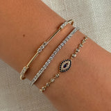 Gold Diamond Blue Sapphire Evil Eye Bezel Bracelet