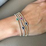 Gold Rectangle Sapphire and Diamond Half Tennis Bracelet