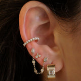 Gold Diamond Trio Bezel Graduated Stud Earring