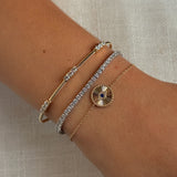 Gold Diamond Disc Blue Sapphire Evil Eye Bracelet