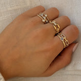 Gold Link Pave Diamond Small Ring