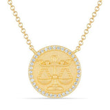 Gold Round Diamond Zodiac Necklace