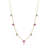 Gold Diamond Ruby Multi Trio Necklace