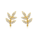 Gold Diamond Leaf Stud Earring