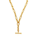 Gold Multi Link Chunky Toggle Drop Chain Necklace