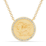 Gold Round Diamond Zodiac Necklace