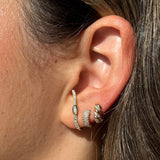 Gold Diamond Croissant Hoop Earring