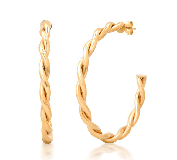 Gold Rope Hoop Earrings