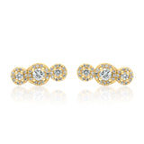 Gold Diamond Triple Round Bar Climber Earring