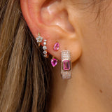 Gold Diamond Flower Huggie Earrings