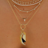 Gold Diamond Day and Night Pearl Medallion Pendant