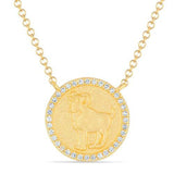 Gold Round Diamond Zodiac Necklace