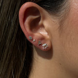 Gold Diamond Trio Bezel Graduated Stud Earring