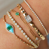 Gold Diamond Emerald Heart Link Bracelet