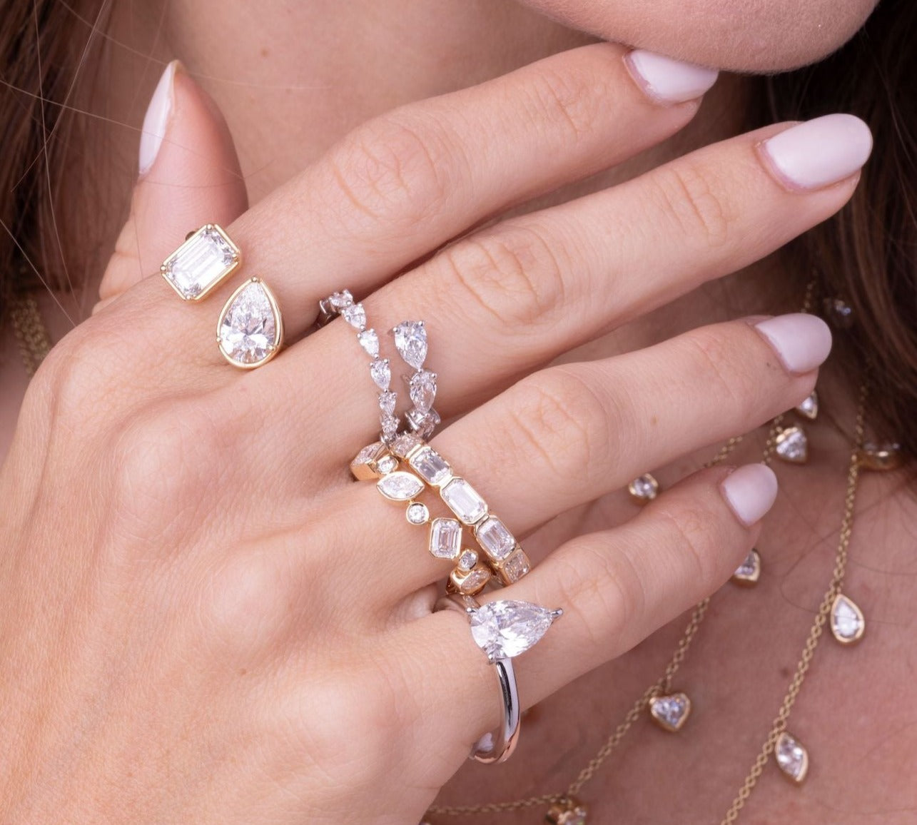 Gold Lab Grown Emerald Cut Diamond Bezel Ring