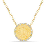 Gold Round Diamond Zodiac Necklace