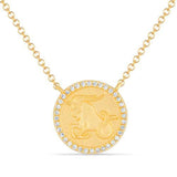 Gold Round Diamond Zodiac Necklace