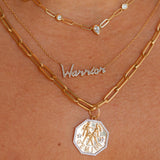Gold Pave Diamond Warrior Necklace