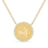 Gold Round Diamond Zodiac Necklace