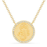 Gold Round Diamond Zodiac Necklace