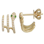 Diamond Snake Cuff Earrings - 14KT Gold - Monisha Melwani Jewelry