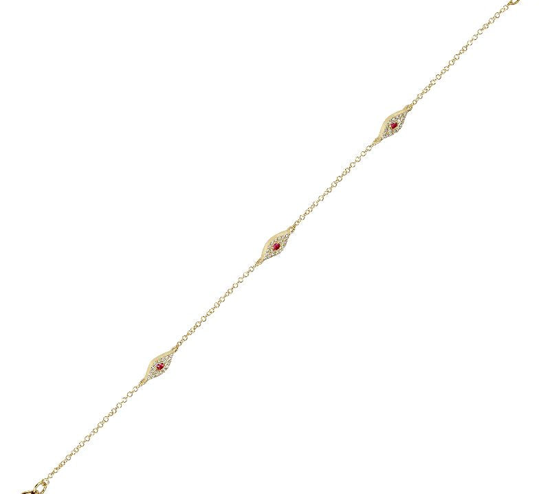 Gold Three Evil Eye Diamond Bracelet - 14KT Gold - Monisha Melwani Jewelry