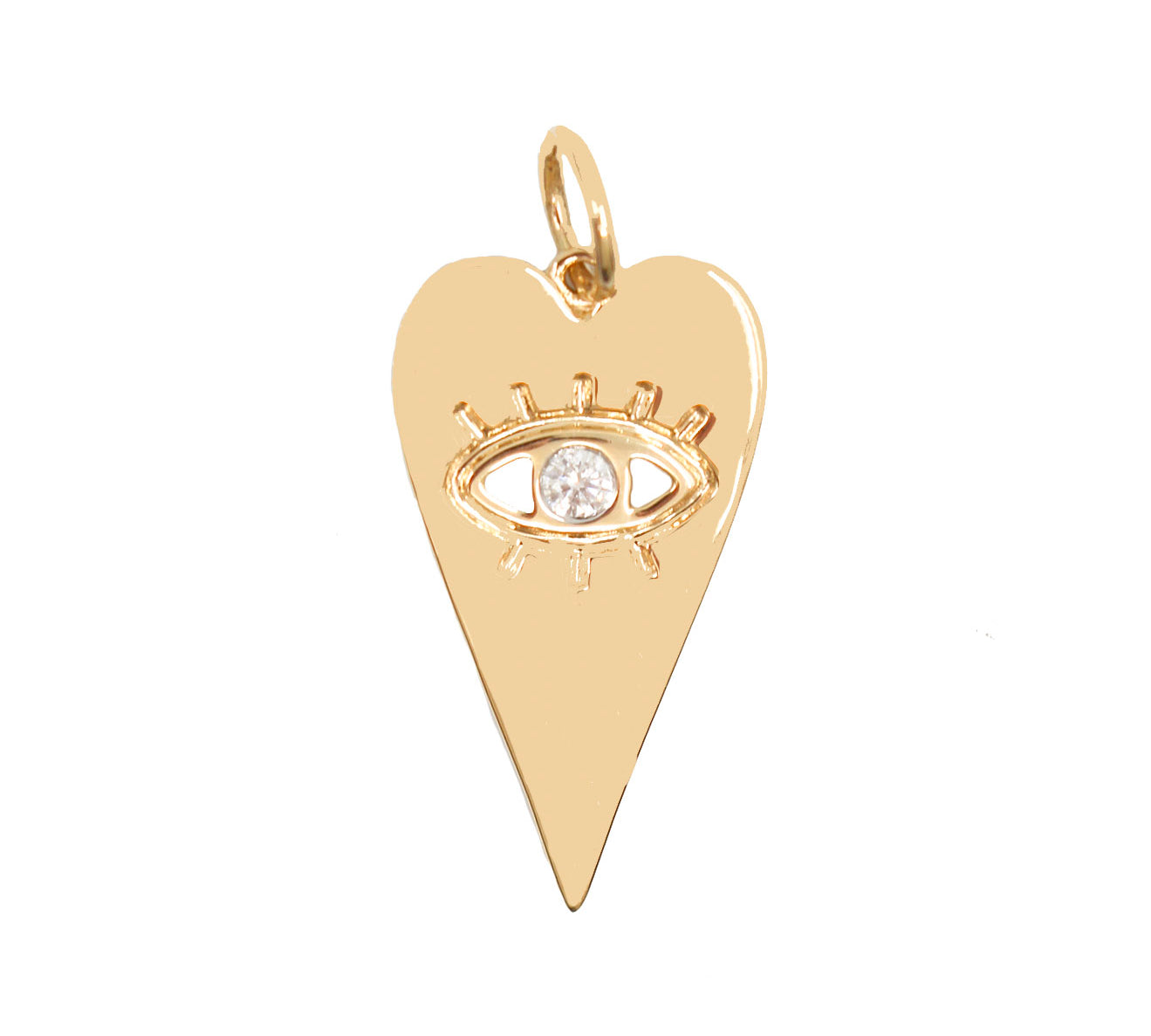14KT Gold Diamond Heart & Eye Pendant Fine Jewelry