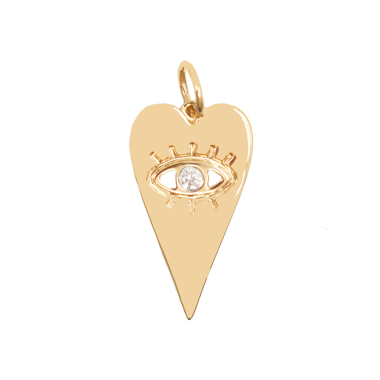 14KT Gold Diamond Heart & Eye Pendant Fine Jewelry