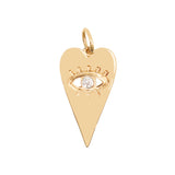14KT Gold Diamond Heart & Eye Pendant Fine Jewelry