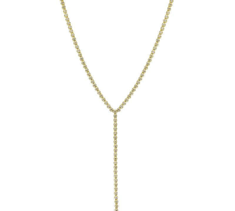 Gold Diamond Buttercup Lariat Necklace-14kt Gold-Monisha Melwani Jewelry 
