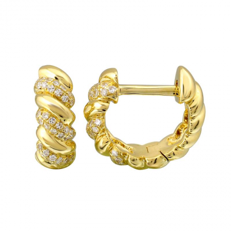 Gold Twisted Diamond Earring - 14kt Gold - Monisha Melwani Jewelry