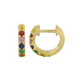 Gold Multi Sapphire Hoop Earrings