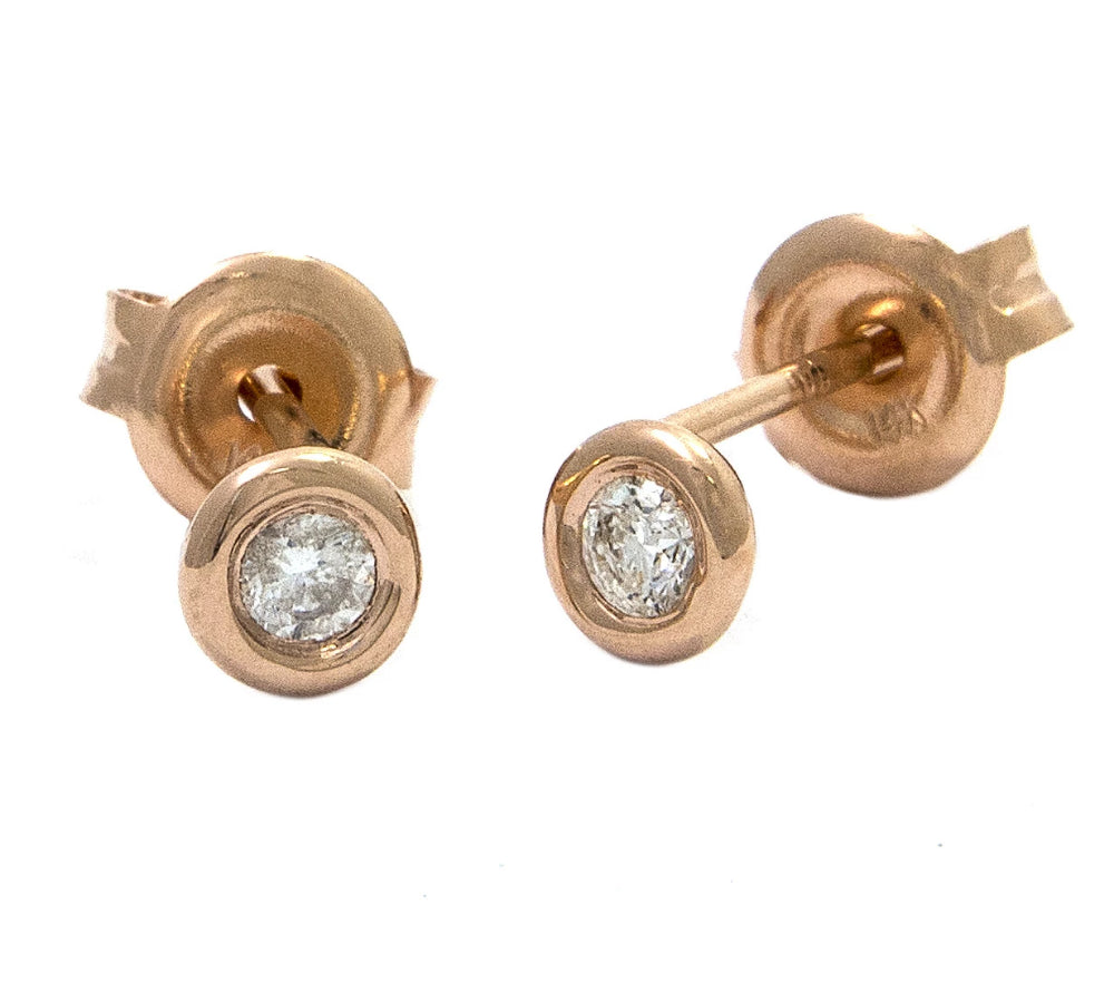 Gold Bezel Diamond Earrings - 14KT Gold - Monisha Melwani Jewelry