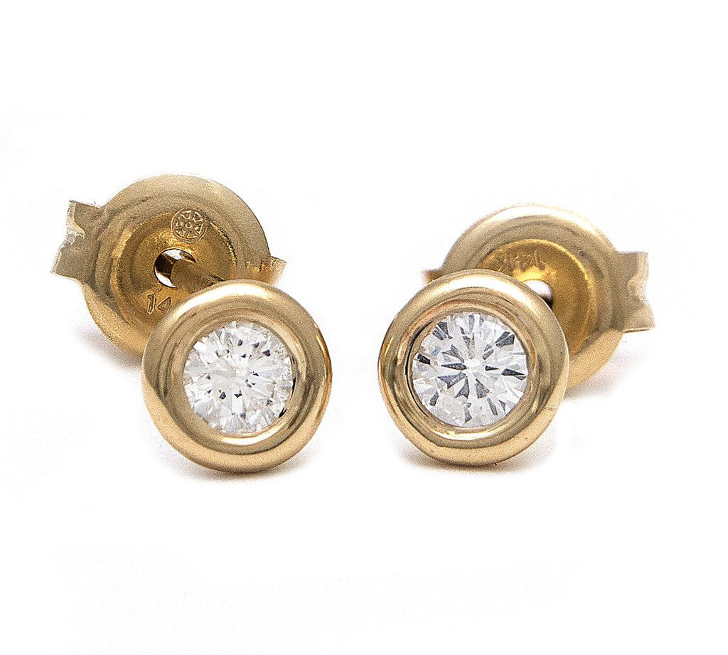 Gold Bezel Birthstone Stud Earring