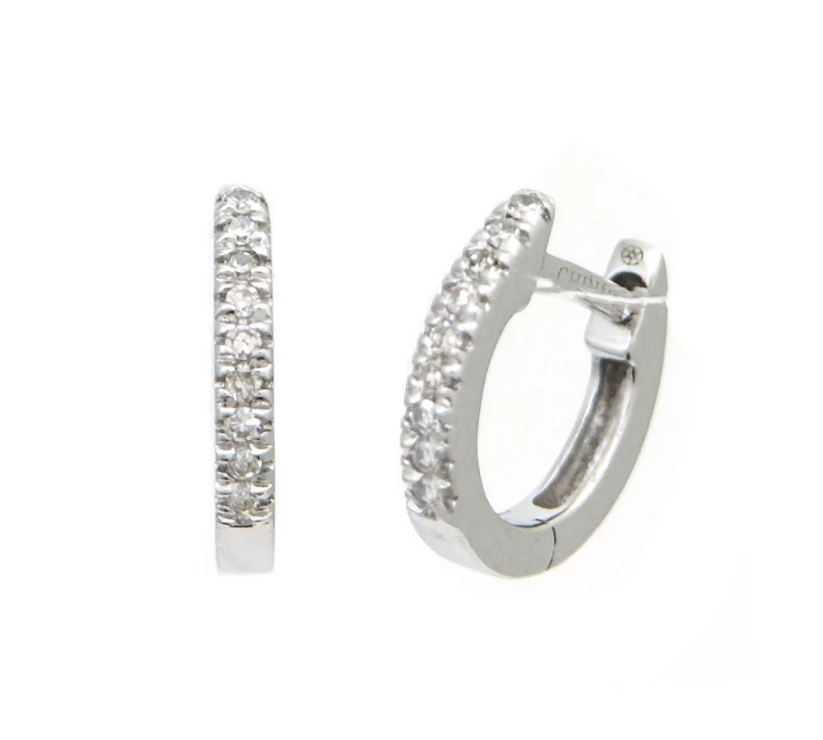 Gold Micro Pave Diamond Hoop Earrings - 14KT Gold - Monisha Melwani Jewelry