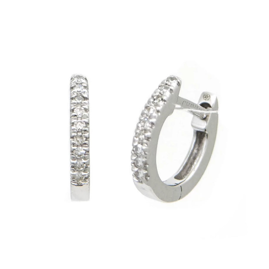 Gold Micro Pave Diamond Hoop Earrings - 14KT Gold - Monisha Melwani Jewelry