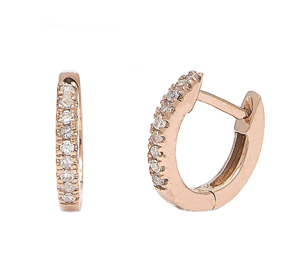 Gold Micro Pave Diamond Hoop Earrings - 14KT Gold - Monisha Melwani Jewelry