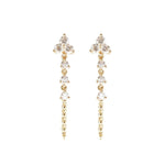 Diamond Trio Drop Earrings - 14KT Gold - Monisha Melwani Jewelry