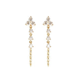 Diamond Trio Drop Earrings - 14KT Gold - Monisha Melwani Jewelry