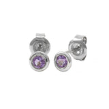 Gold Bezel Birthstone Stud Earring