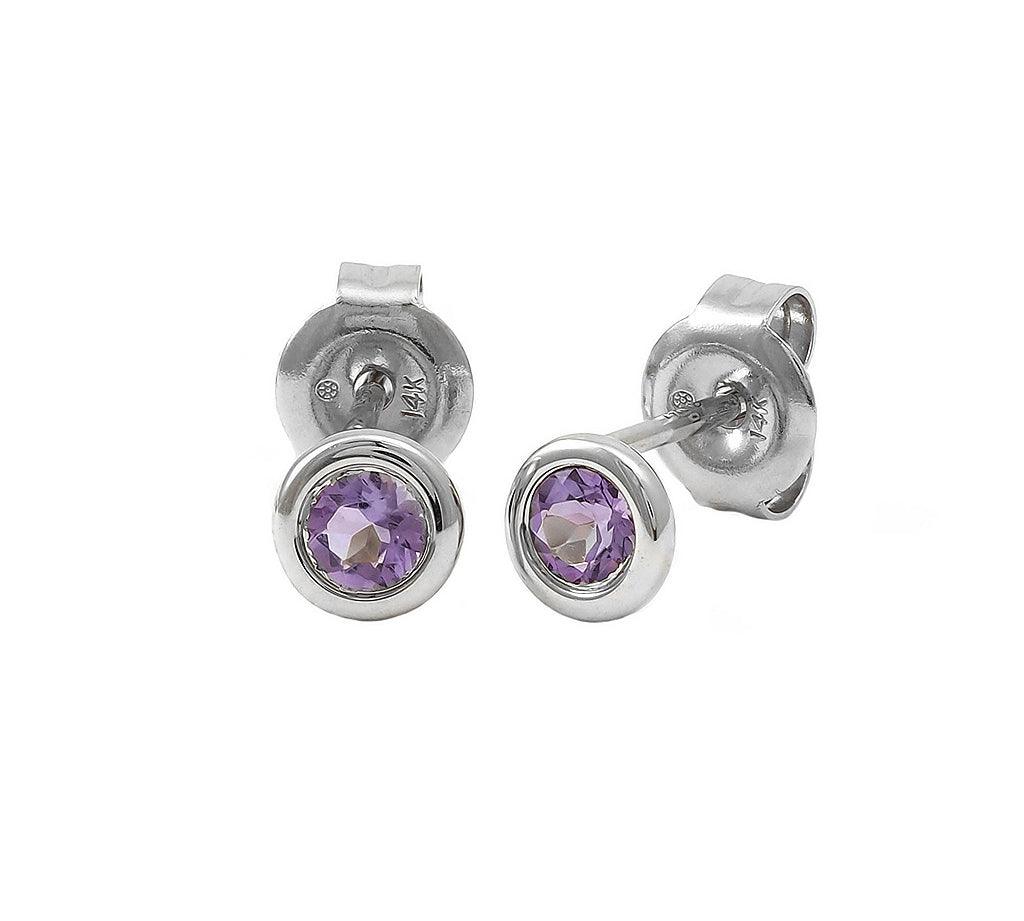 Gold Bezel Birthstone Stud Earring