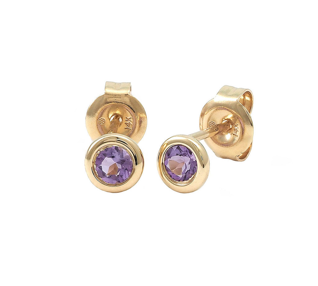Gold Bezel Birthstone Stud Earring