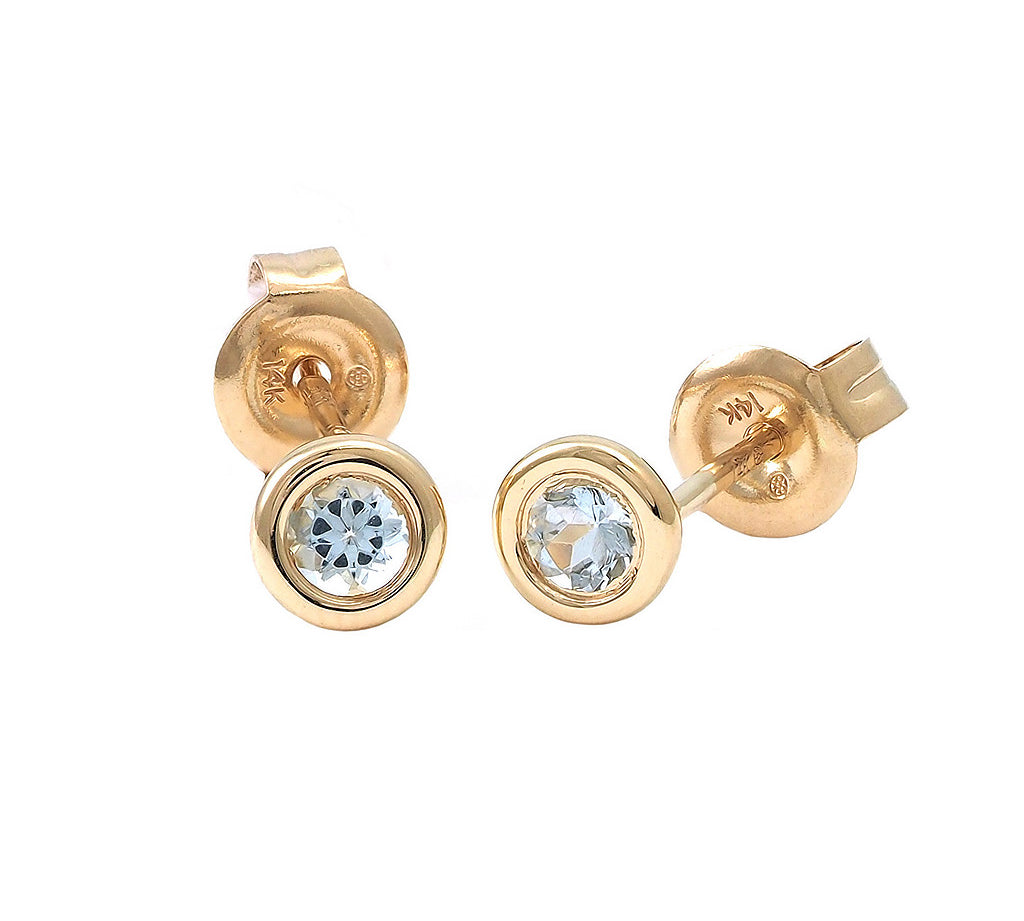 Gold Bezel Birthstone Stud Earring