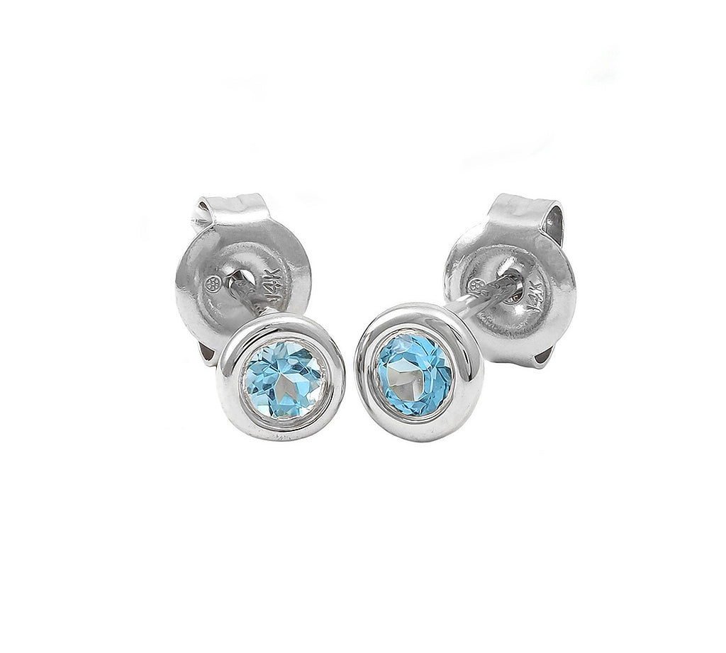 Gold Bezel Birthstone Stud Earring